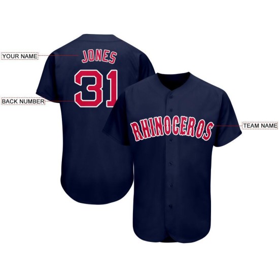 Maillot de baseball personnalisé bleu marine rouge et blanc Maillot de baseball personnalisé bleu marine rouge et blanc