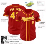 Maillot de baseball rouge personnalisé or-blanc authentique Maillot de baseball rouge personnalisé or-blanc authentique