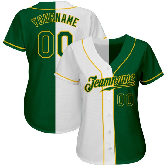 Maillot de baseball authentique Kelly Fashion vert-or, blanc, personnalisé Maillot de baseball authentique Kelly Fashion vert-or, blanc, personnalisé