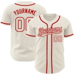 Maillot de baseball personnalisé authentique crème-rouge crème Maillot de baseball personnalisé authentique crème-rouge crème