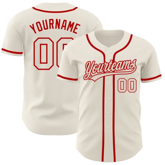 Maillot de baseball personnalisé authentique crème-rouge crème Maillot de baseball personnalisé authentique crème-rouge crème