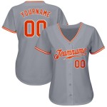 Maillot de baseball gris authentique orange-blanc personnalisé Maillot de baseball gris authentique orange-blanc personnalisé