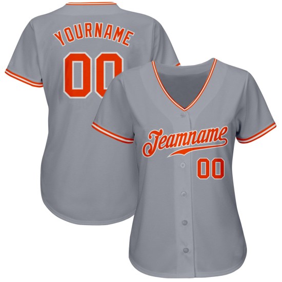 Maillot de baseball gris authentique orange-blanc personnalisé Maillot de baseball gris authentique orange-blanc personnalisé