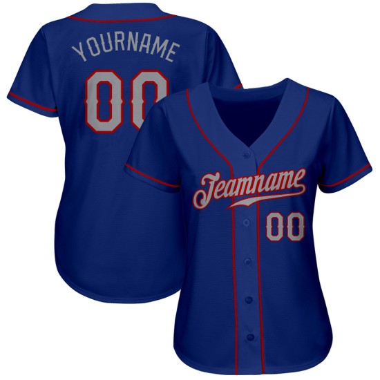 Maillot de baseball Royal Authentic Custom Gris-Rouge Maillot de baseball Royal Authentic Custom Gris-Rouge