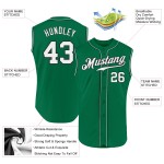 Maillot de baseball sans manches Kelly Authentic blanc-noir personnalisé vert Maillot de baseball sans manches Kelly Authentic blanc-noir personnalisé vert