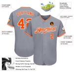 Maillot de baseball gris authentique orange-blanc personnalisé Maillot de baseball gris authentique orange-blanc personnalisé