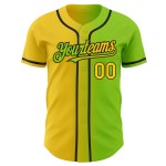 Maillot de baseball authentique, dégradé de jaune fluo et de vert, personnalisé, à la mode Maillot de baseball authentique, dégradé de jaune fluo et de vert, personnalisé, à la mode