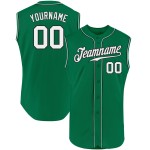 Maillot de baseball sans manches Kelly Authentic blanc-noir personnalisé vert Maillot de baseball sans manches Kelly Authentic blanc-noir personnalisé vert