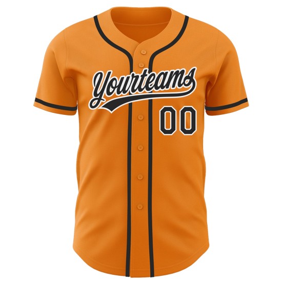 Maillot de baseball Orange Bay noir et blanc authentique et personnalisé Maillot de baseball Orange Bay noir et blanc authentique et personnalisé