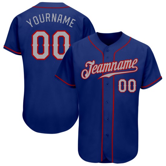 Maillot de baseball Royal Authentic Custom Gris-Rouge Maillot de baseball Royal Authentic Custom Gris-Rouge
