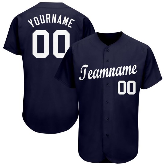Maillot de baseball personnalisé blanc bleu marine Maillot de baseball personnalisé blanc bleu marine