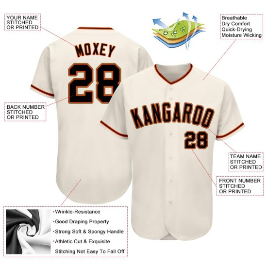 Maillot de baseball personnalisé en or, crème, noir, orange et ancien Maillot de baseball personnalisé en or, crème, noir, orange et ancien