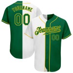 Maillot de baseball authentique Kelly Fashion vert-or, blanc, personnalisé Maillot de baseball authentique Kelly Fashion vert-or, blanc, personnalisé