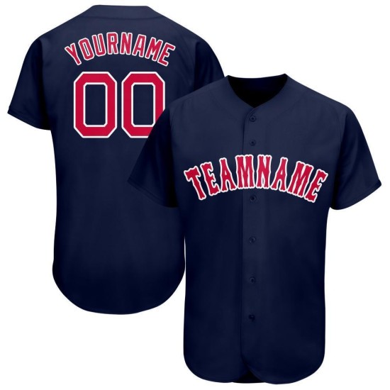 Maillot de baseball personnalisé bleu marine rouge et blanc Maillot de baseball personnalisé bleu marine rouge et blanc