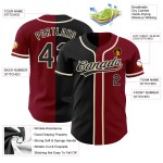 Maillot de baseball Split Fashion Crimson noir-crème personnalisé authentique Maillot de baseball Split Fashion Crimson noir-crème personnalisé authentique