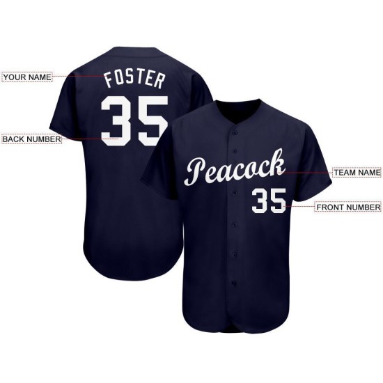 Maillot de baseball personnalisé blanc bleu marine Maillot de baseball personnalisé blanc bleu marine
