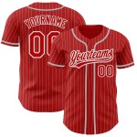 Maillot de baseball à rayures fines rouge gris blanc personnalisé authentique Maillot de baseball à rayures fines rouge gris blanc personnalisé authentique