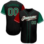 Maillot de baseball noir authentique personnalisé vert-rouge Kelly Tone Two Maillot de baseball noir authentique personnalisé vert-rouge Kelly Tone Two