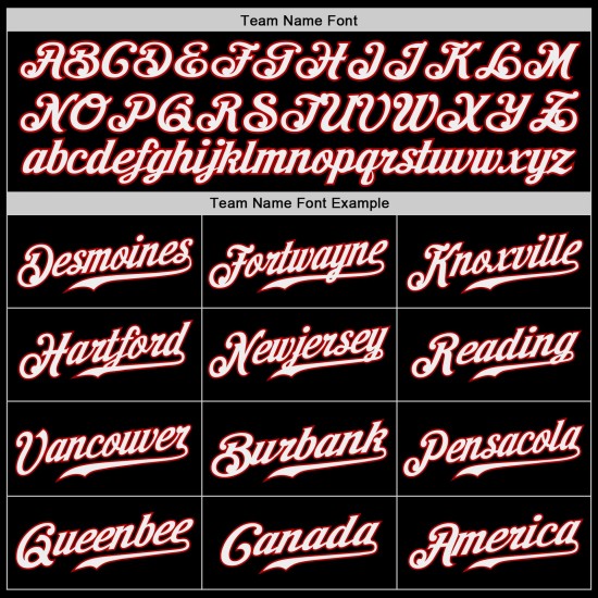 Maillot de baseball personnalisé authentique noir, blanc et rouge Maillot de baseball personnalisé authentique noir, blanc et rouge