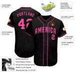 Maillot de baseball rose authentique et personnalisé noir