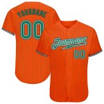 Maillot Kelly Kelly personnalisé orange vert-noir authentique à rayures fines de baseball vert Maillot Kelly Kelly personnalisé orange vert-noir authentique à rayures fines de baseball vert