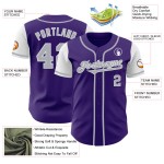 Maillot de baseball gris-blanc violet authentique personnalisé deux Maillot de baseball gris-blanc violet authentique personnalisé deux