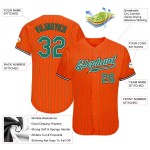 Maillot Kelly Kelly personnalisé orange vert-noir authentique à rayures fines de baseball vert Maillot Kelly Kelly personnalisé orange vert-noir authentique à rayures fines de baseball vert