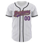 Maillot de baseball personnalisé Old Purple authentique à rayures dorées et noires, violet et blanc Maillot de baseball personnalisé Old Purple authentique à rayures dorées et noires, violet et blanc
