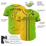 Maillot de baseball authentique, dégradé de jaune fluo et de vert, personnalisé, à la mode Maillot de baseball authentique, dégradé de jaune fluo et de vert, personnalisé, à la mode