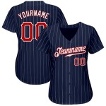 Maillot de baseball à rayures rouges et blanches, bleu marine, authentique et personnalisé Maillot de baseball à rayures rouges et blanches, bleu marine, authentique et personnalisé