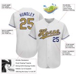 Maillot de baseball blanc authentique et personnalisé, doré et royal Maillot de baseball blanc authentique et personnalisé, doré et royal