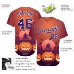 Maillot de baseball personnalisé 3D authentique, motif citrouilles d'Halloween horreur Maillot de baseball personnalisé 3D authentique, motif citrouilles d'Halloween horreur