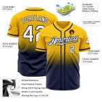 Maillot de baseball authentique blanc-bleu marine, jaune, personnalisé, à la mode Maillot de baseball authentique blanc-bleu marine, jaune, personnalisé, à la mode