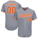 Maillot de baseball gris authentique orange-blanc personnalisé Maillot de baseball gris authentique orange-blanc personnalisé