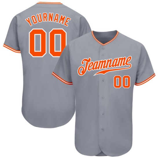 Maillot de baseball gris authentique orange-blanc personnalisé Maillot de baseball gris authentique orange-blanc personnalisé