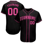 Maillot de baseball rose authentique et personnalisé noir