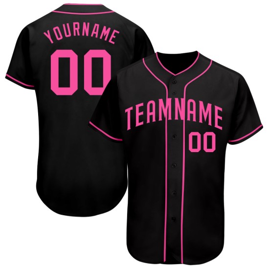 Maillot de baseball rose authentique et personnalisé noir