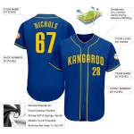 Maillot de baseball Royal Gold authentique personnalisé Maillot de baseball Royal Gold authentique personnalisé