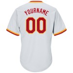 Maillot de baseball personnalisé authentique en tricot côtelé blanc, rouge et or Maillot de baseball personnalisé authentique en tricot côtelé blanc, rouge et or