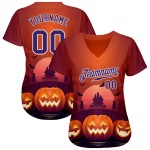 Maillot de baseball personnalisé 3D authentique, motif citrouilles d'Halloween horreur Maillot de baseball personnalisé 3D authentique, motif citrouilles d'Halloween horreur