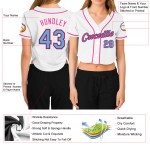 Maillot de baseball court bleu clair blanc pour femme, col en V, noir et rose Maillot de baseball court bleu clair blanc pour femme, col en V, noir et rose