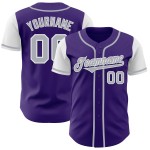 Maillot de baseball gris-blanc violet authentique personnalisé deux Maillot de baseball gris-blanc violet authentique personnalisé deux
