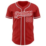 Maillot de baseball à rayures fines rouge gris blanc personnalisé authentique Maillot de baseball à rayures fines rouge gris blanc personnalisé authentique