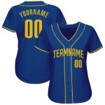 Maillot de baseball Royal Gold authentique personnalisé Maillot de baseball Royal Gold authentique personnalisé