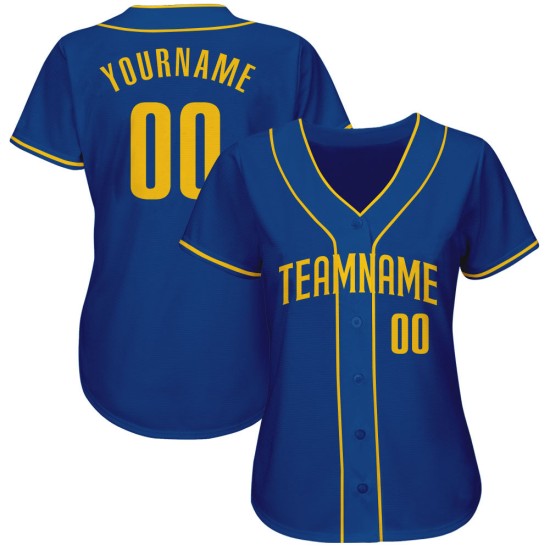 Maillot de baseball Royal Gold authentique personnalisé Maillot de baseball Royal Gold authentique personnalisé
