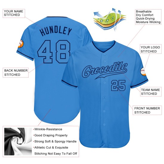 Maillot de baseball bleu marine Powder Custom Authentic Blue Powder Maillot de baseball bleu marine Powder Custom Authentic Blue Powder