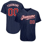Maillot de baseball à rayures rouges et blanches, bleu marine, authentique et personnalisé Maillot de baseball à rayures rouges et blanches, bleu marine, authentique et personnalisé