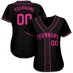 Maillot de baseball rose authentique et personnalisé noir