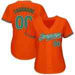 Maillot Kelly Kelly personnalisé orange vert-noir authentique à rayures fines de baseball vert Maillot Kelly Kelly personnalisé orange vert-noir authentique à rayures fines de baseball vert