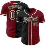 Maillot de baseball Split Fashion Crimson noir-crème personnalisé authentique Maillot de baseball Split Fashion Crimson noir-crème personnalisé authentique